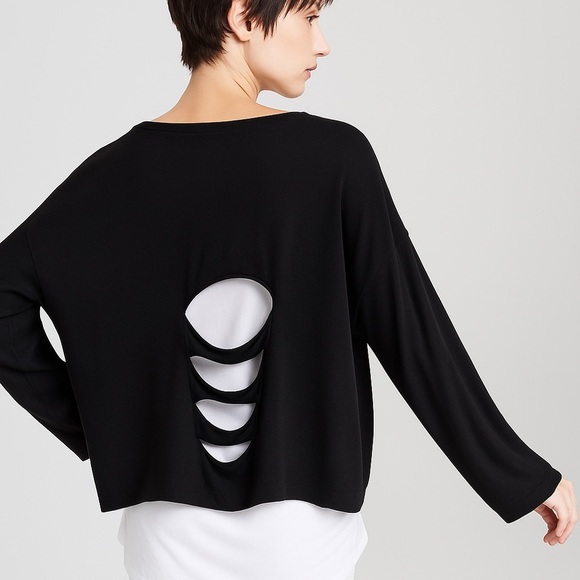 Planet Lauren G Black Cutout Sweater Top Pima Excellent One Size fits 4-14 - Picture 1 of 10